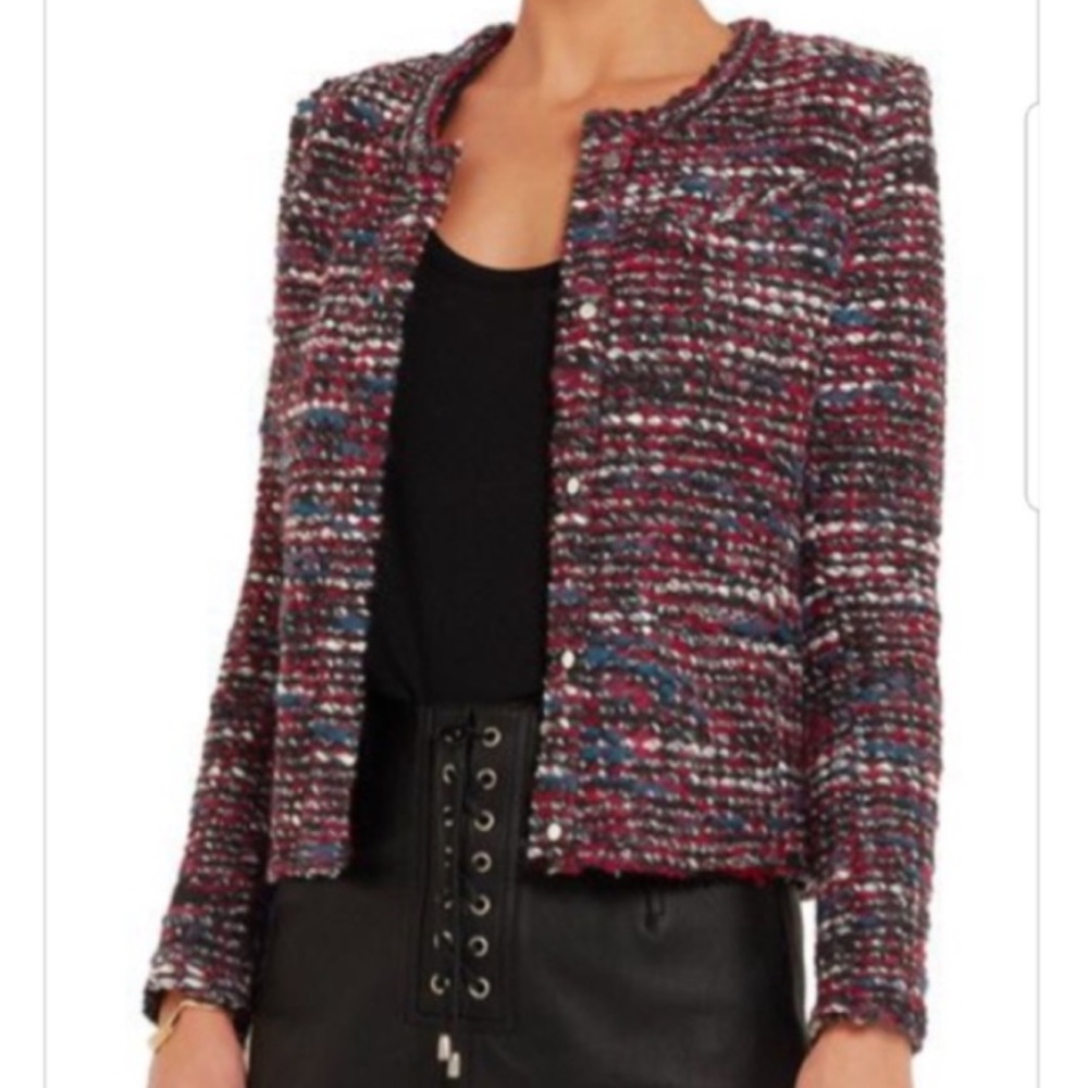 Iro Carene Multicolor Red Green White Cropped Blazer Jacket